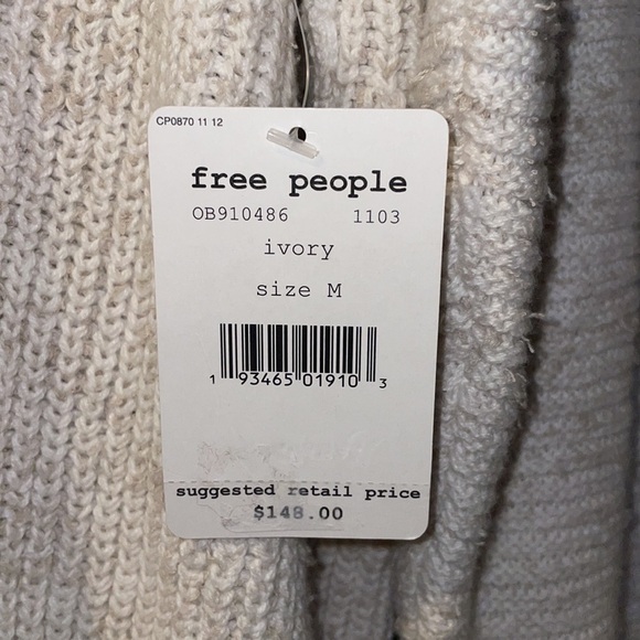 Free People sweater dress ivory cream medium NWT - Picture 3 of 5